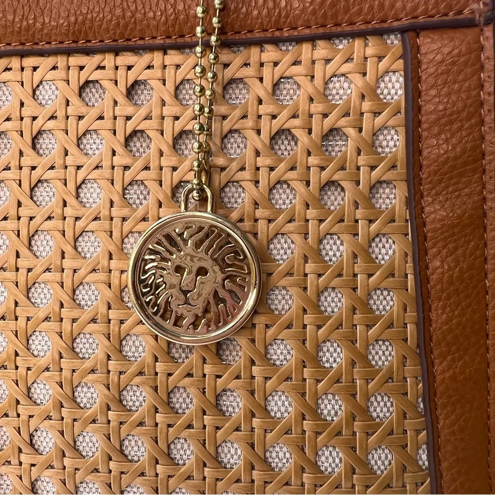 Anne Klein Basket Weave and Leather Satchel - Picture 2 of 9